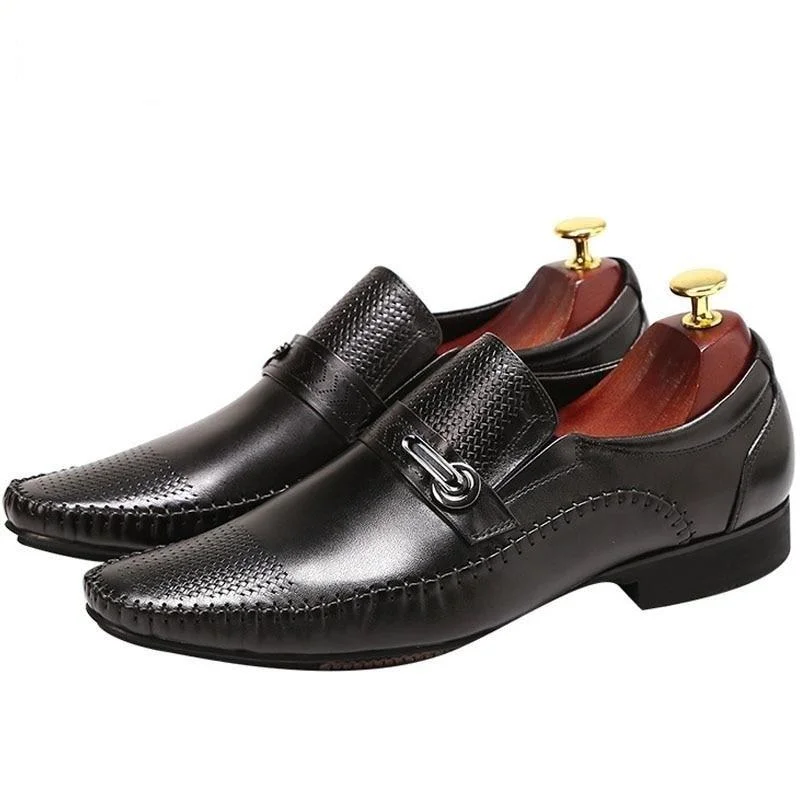 Tie-up Dresses for Decorative -Casual Genuine Loafers Pointed Luxury Slip On Dress Shoes for Men