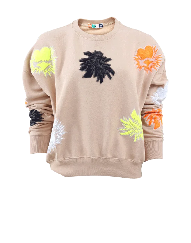 Hawaiian Print Hoodie for Tropical Vacation Beachwear -Multi-Burst Sweatshirt