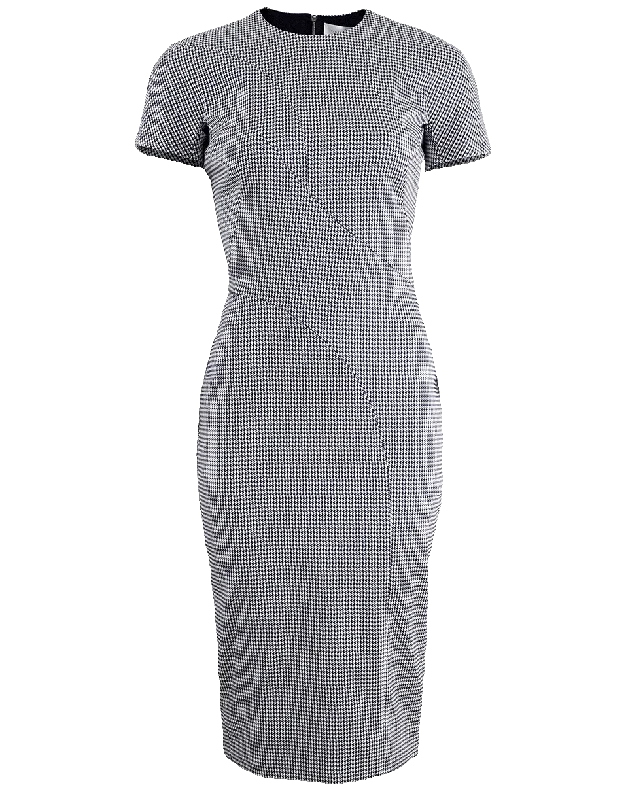 Bridesmaid Dresses for Ceremony -Houndstooth T-Shirt Dress