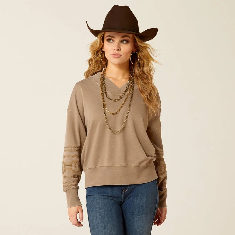 Leopard Print Sweatshirt with Ruffled Hem Glamorous Night Out Looks -Ariat Women's Marsh Sweatshirt in Brindle