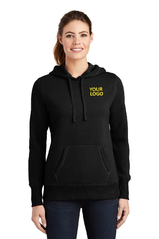 Embroidered Sweatshirt with Floral Motifs Spring Garden Parties -Sport-Tek Ladies Pullover Custom Hooded Sweatshirts, Black