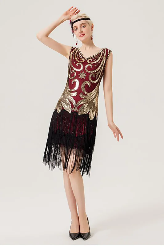 Gray Dresses for Subtle -Fringes Sparkly 1920s Dress with Sleeveless