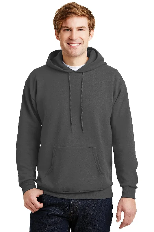 Fleece Hoodie with Hoodie for Outdoor Concert Events -Hanes Ecosmart Pullover Hooded Sweatshirt P170 Smoke Grey