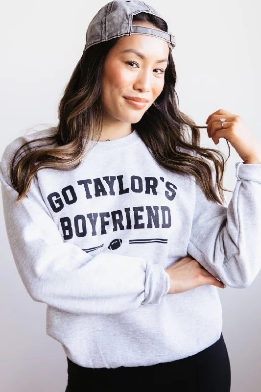 Waffle Knit Sweatshirt for Textured Fall Outfit Layering -Go Taylor’s Boyfriend Sweatshirt for Women in Ash Grey | SS-BOYFRIEND-ASH