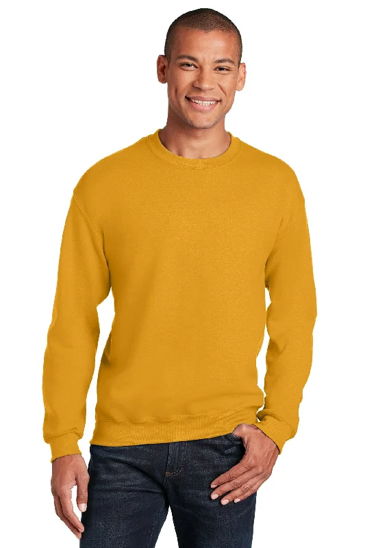 Cashmere Blend Hoodie for Ultra-Luxury Travel Outfits -Gildan Heavy Blend Crewneck Sweatshirt Gold