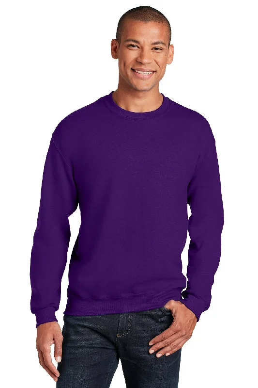 Knitted Hoodie with Cable Stitch Pattern Cozy Christmas Pajamas -Gildan Heavy Blend Crewneck Sweatshirt Purple