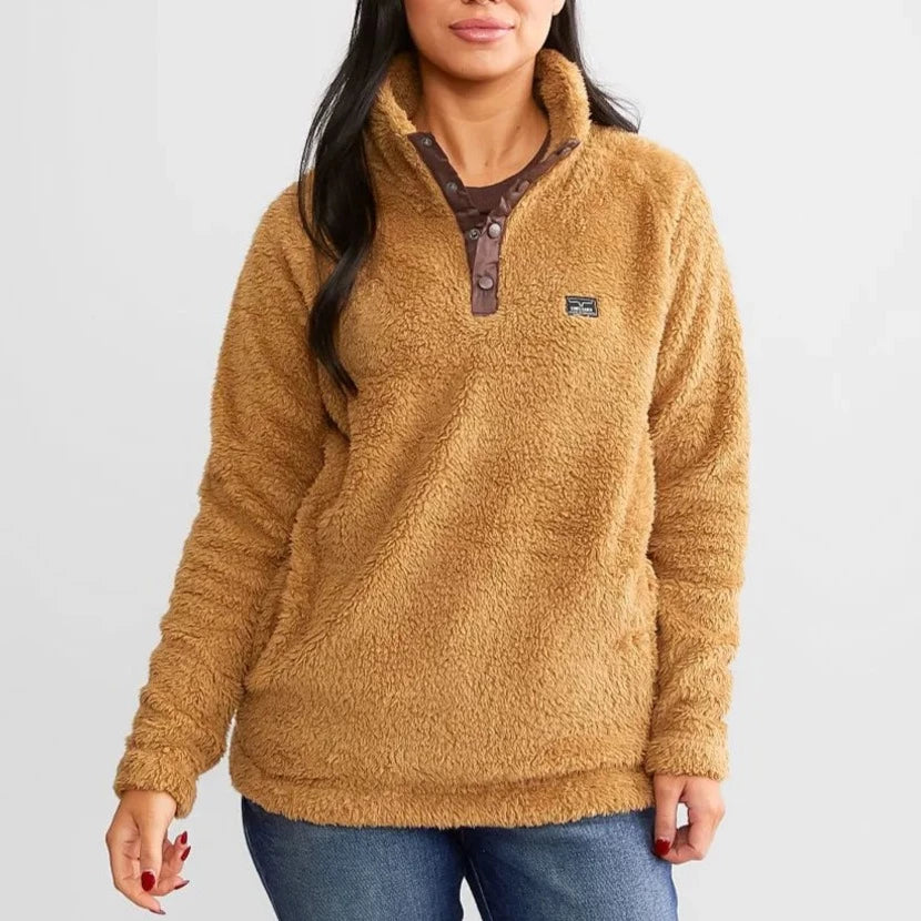 Mesh Hoodie for Ventilation During High-Intensity Sports -Kimes Ranch Women's Fozzie Pullover Sweatshirt in Camel