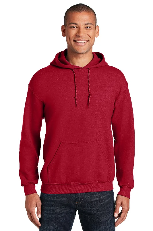 Waffle Knit Sweatshirt for Textured Fall Outfit Layering -Gildan Heavy Blend Hooded Sweatshirt Cherry Red