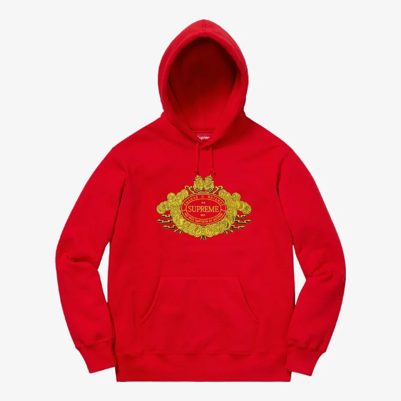 Satin Lined Hoodie to Protect Curly Hair While Sleeping -Supreme Hooded Sweatshirt 'Love or Hate' Red (FW18)