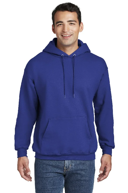 Embroidered Sweatshirt with Floral Motifs Spring Garden Parties -Hanes Ultimate Cotton Pullover Hooded Sweatshirt F170 Deep Royal