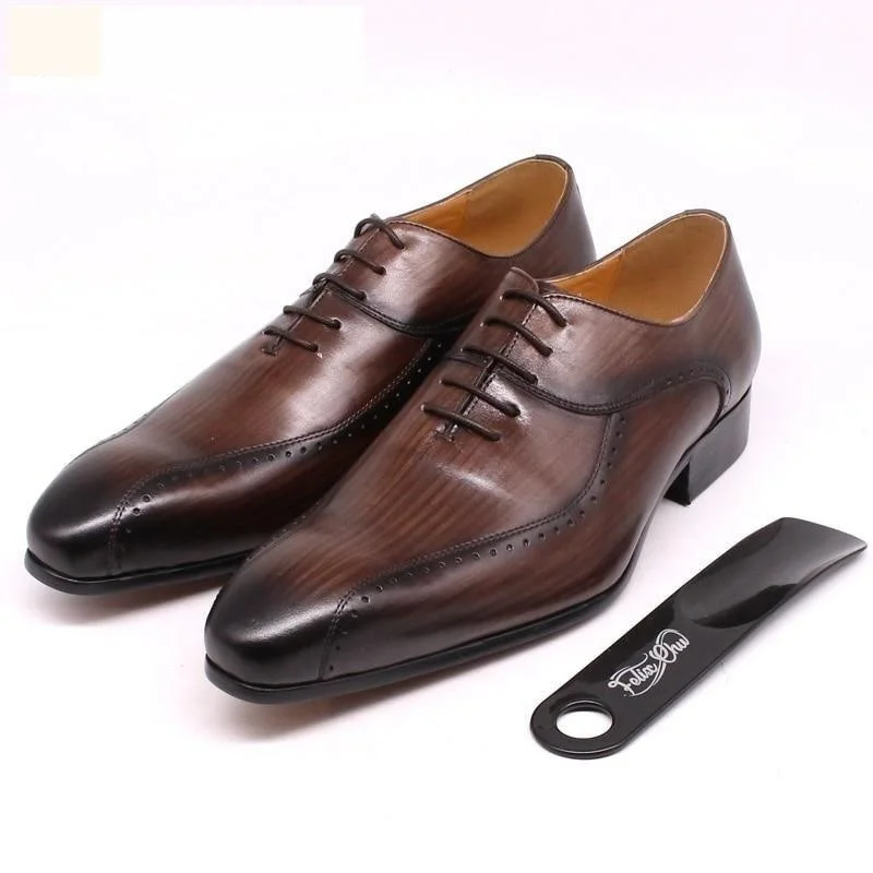 Punk Dresses with Spikes -Size 13 Men's Genuine Leather Brown Lace Up Oxford Dress Shoes