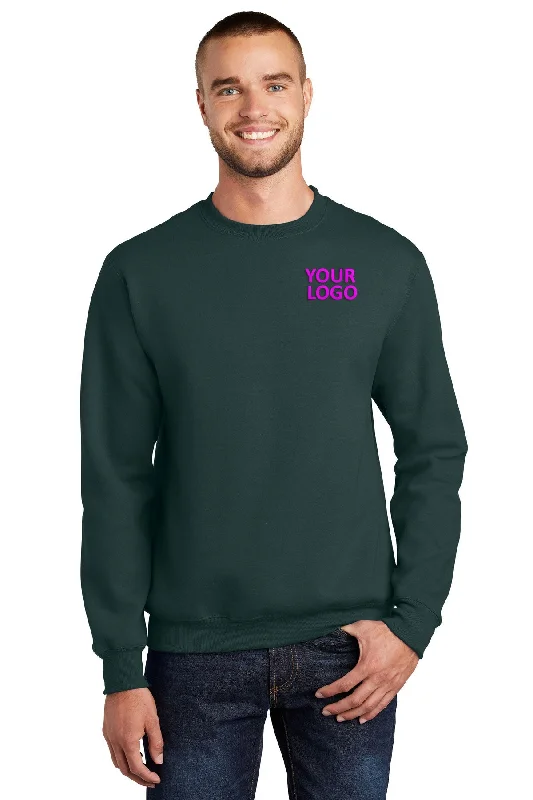 Performance Hoodie with Quick-Dry Fabric Beach Volleyball -Port & Company Essential Fleece Customized Sweatshirts, Dark Green