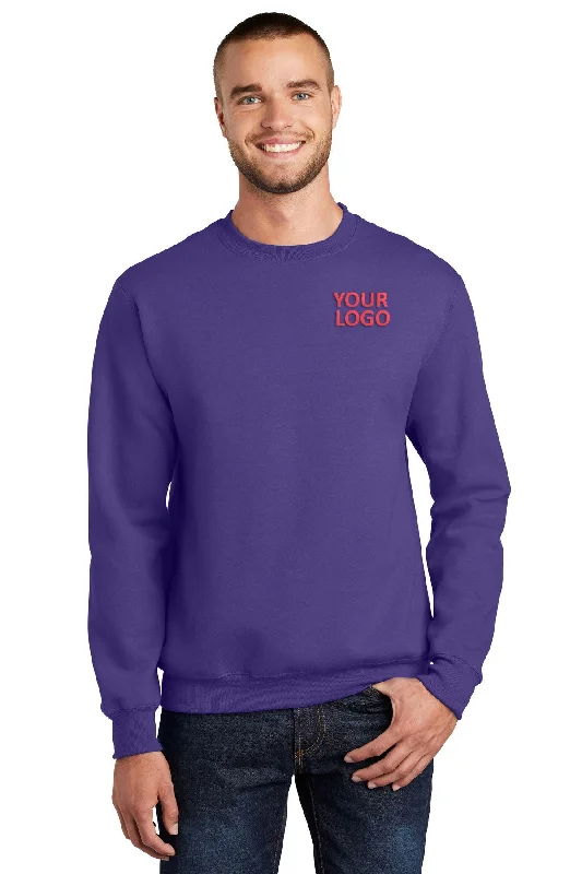 Fleece Hoodie with Hoodie for Dog Walking in Winter -Port & Company Essential Fleece Custom Sweatshirts, Purple