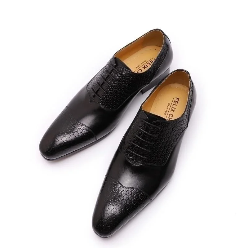 Modern Dresses for Trendy -Men's Handmade Printed Lace-up Pointed Toe Formal Dress Shoes