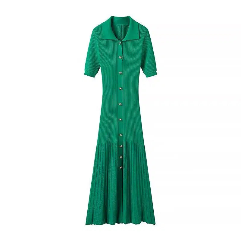 Satin Dresses for Shiny Look -Button-Down Collared Knit Sundress