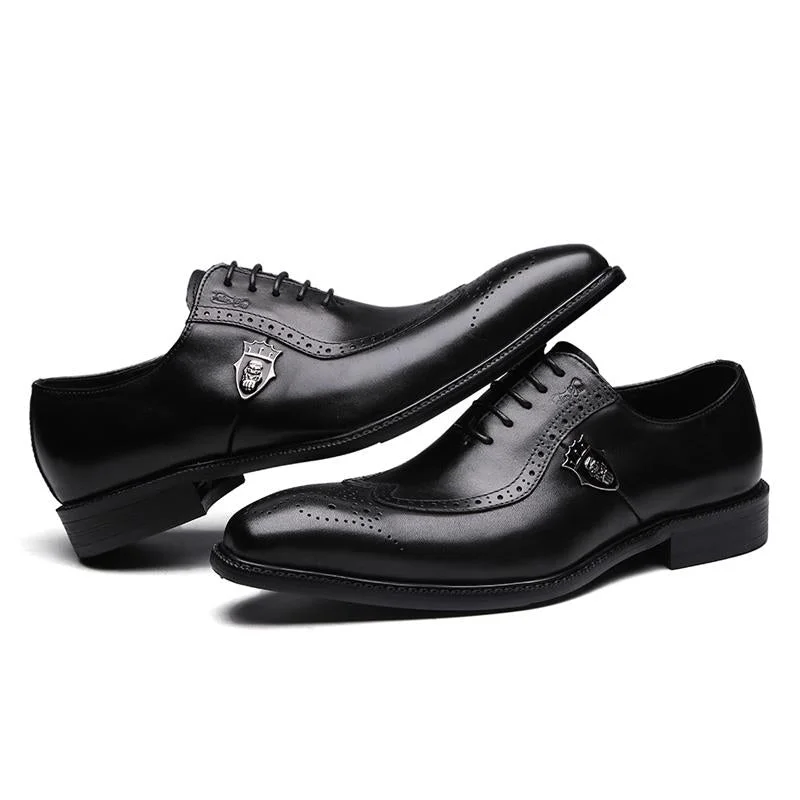 Abstract Dresses for Creative -Men's Formal Wingtip Pointy Genuine Leather Oxford Dress Shoes