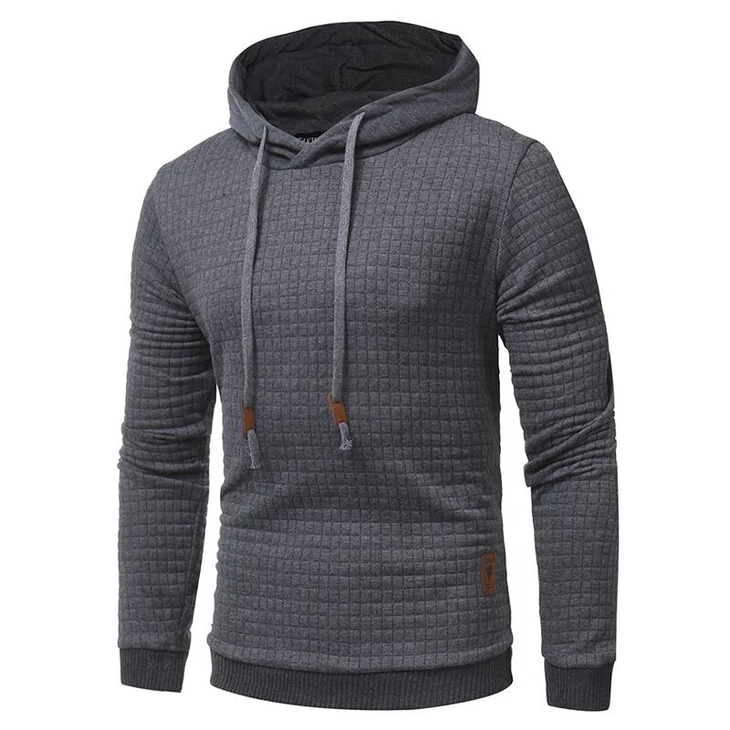 Shearling Hoodie for Après Ski Après Ski Fashion -Casual Plaid and Solid Color Long Sleeve Men’s Hoody Sweatshirt