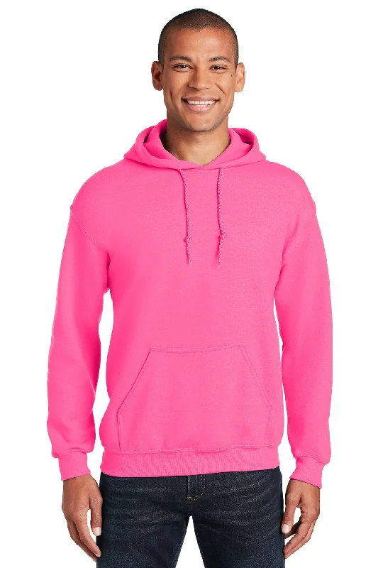 Muscle Fit Hoodie with Cut-Out Details Sexy Clubbing Apparel -Gildan Heavy Blend Hooded Sweatshirt Safety Pink