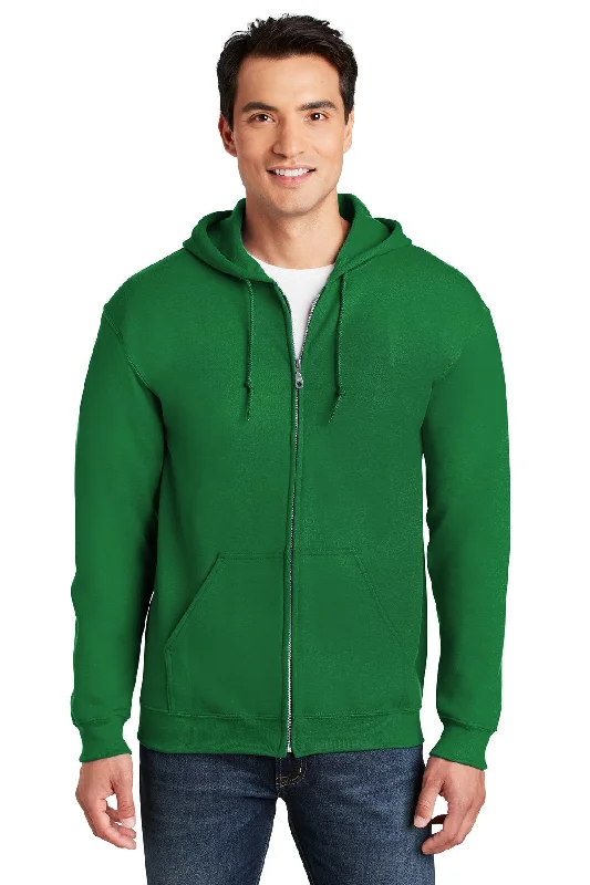 Sherpa Fleece Hoodie for Camping Bonfire Nights Fall Season -Gildan Heavy Blend Full Zip Hooded Sweatshirt Irish Green