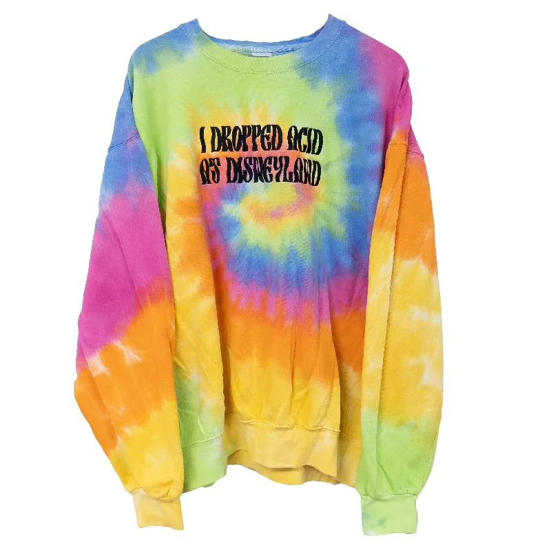 Sequin Hoodie for Sparkling New Year's Eve Parties -I dropped acid at Disneyland custom embroidered tie dye sweatshirt Crew Neck