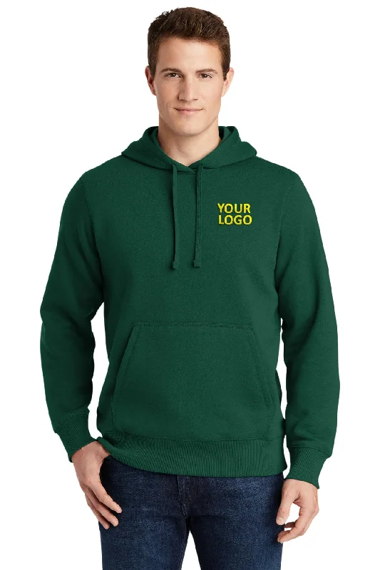 Turtleneck Hoodie for Double Cold Weather Coverage -Sport-Tek Tall Pullover Branded Hooded Sweatshirts, Forest Green