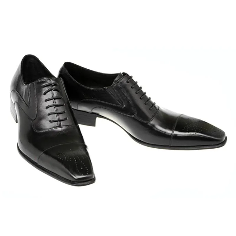 Fringed Dresses for Edgy -Men's Genuine Leather Black Italian Business Oxford Dress Shoes