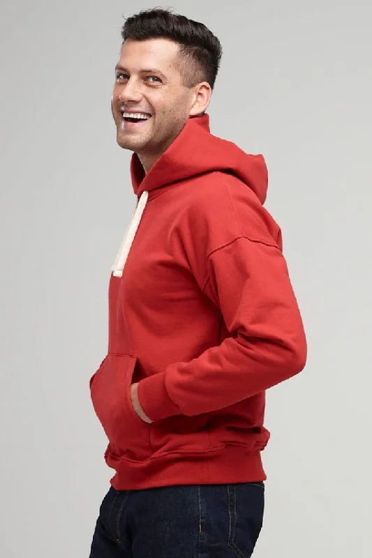 Organic Cotton Hoodie Eco-Friendly Sustainable Fashion -Men's Heritage Hooded Sweatshirt Original Fit- Crimson