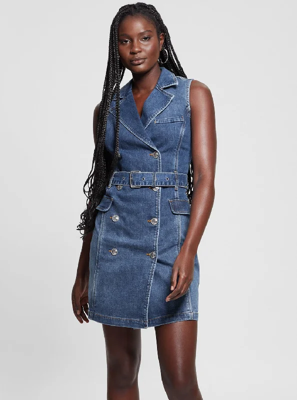 Contemporary Dresses for Fashion -Blue Denim Anela Trench Mini Dress