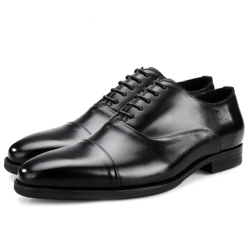 Green Dresses for Nature -Genuine Leather Black Brown Formal Wedding Lace Up Dress Shoes for Men