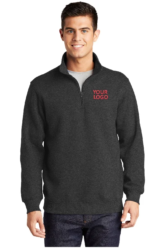 Reversible Hoodie for Two-in-One Outfit Options -Sport-Tek Tall Customized 1/4-Zip Sweatshirts, Graphite Heather