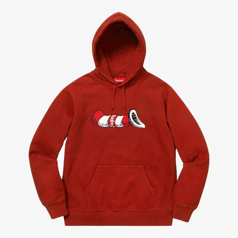 Quilted Hoodie with Puffer Design Winter Fashion Statement -Supreme x Dr. Seuss Hooded Sweatshirt 'Cat in the Hat' Rust (FW18)