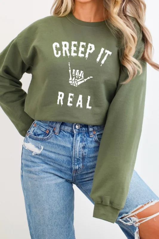 Chenille Sweatshirt for Soft Textured Winter Sweaters -Creep It Real Sweatshirt